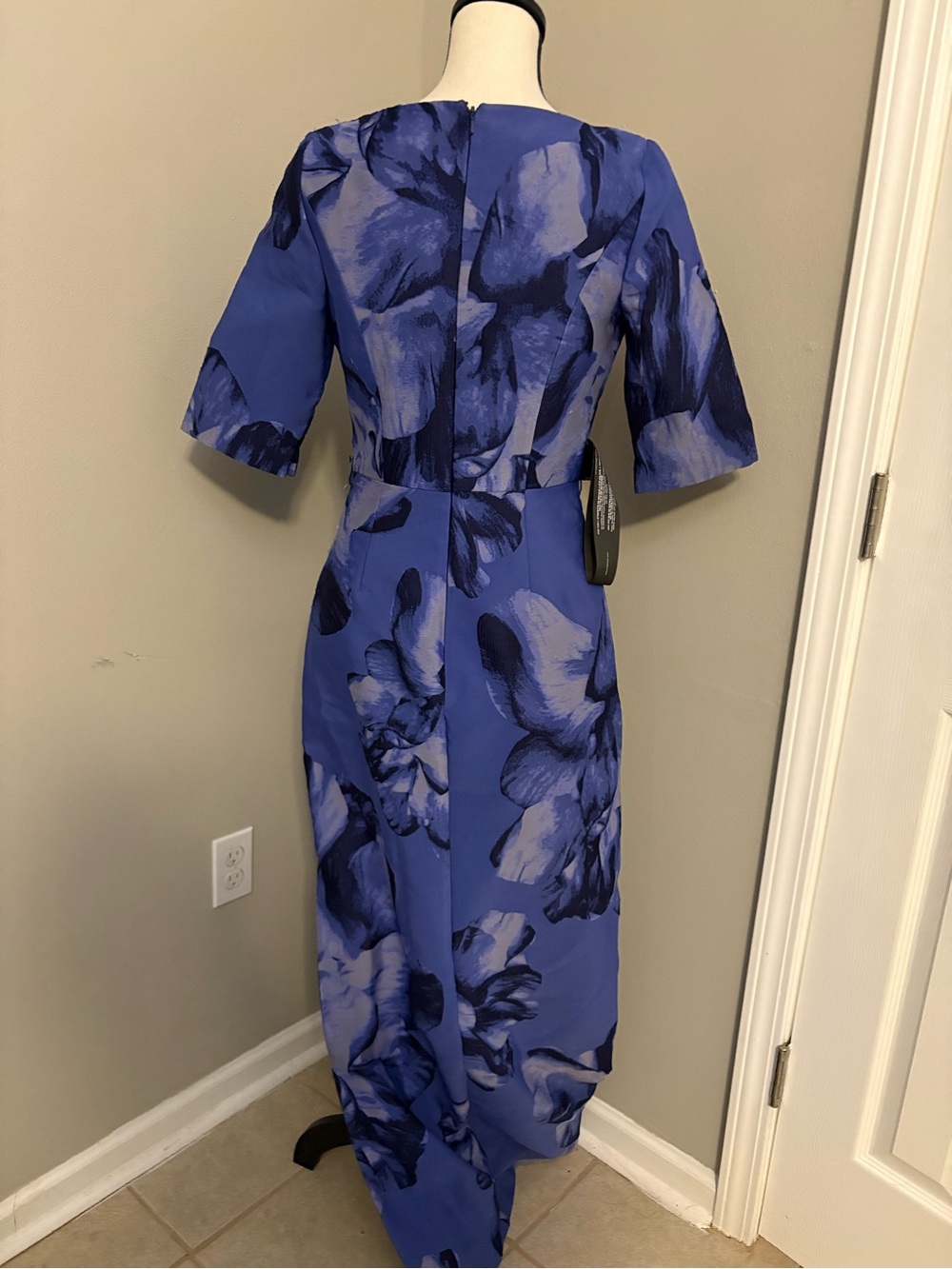 Kay Unger Blue Octavia Pleated Columm Dress-NWT - Picture 3 of 7